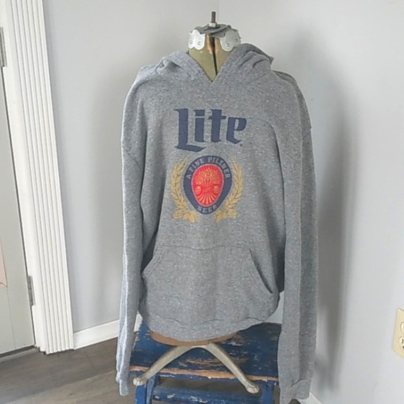 VTG 90S LITE PILSNER BEER GRAY HOODIE MENS L - Picture 1 of 5